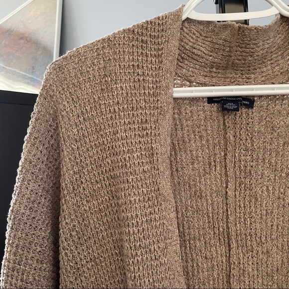 American Eagle Brown Waffle Boyfriend Cardigan - Picture 3 of 8